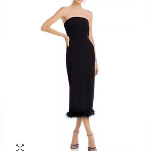 Faux Feather Trim Strapless Dress - 100% Exclusive